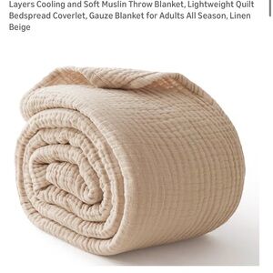 Linen Beige Muslin Throw Blanket